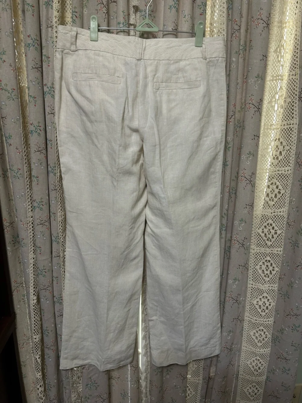 Banana Republic Linen Pants 12S Jackson Fit Cream Straight Leg 29” Inseam